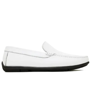 Mocassin de conduite cuir blanc