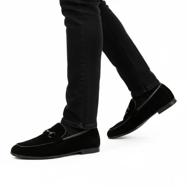 Loafer Boucle Daim Noir