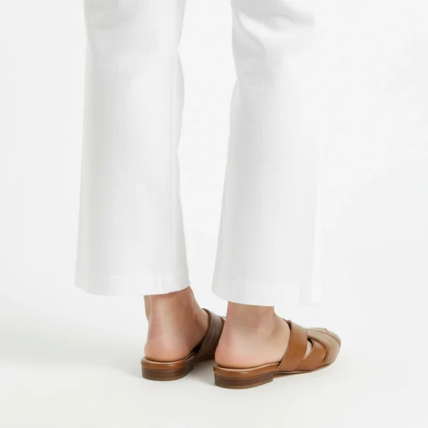 Mule Croisée Femme en Cuir Marron