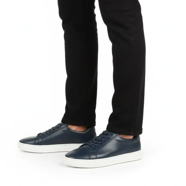 Espadrille Basket Cuir Bleu