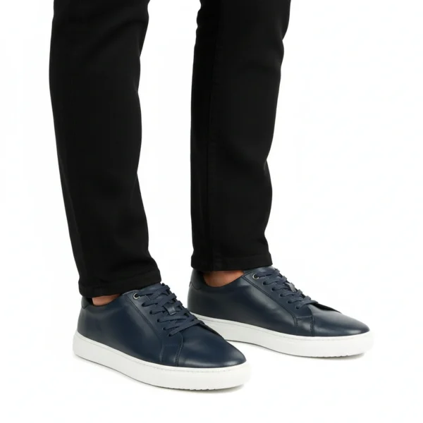 Espadrille Basket Cuir Bleu