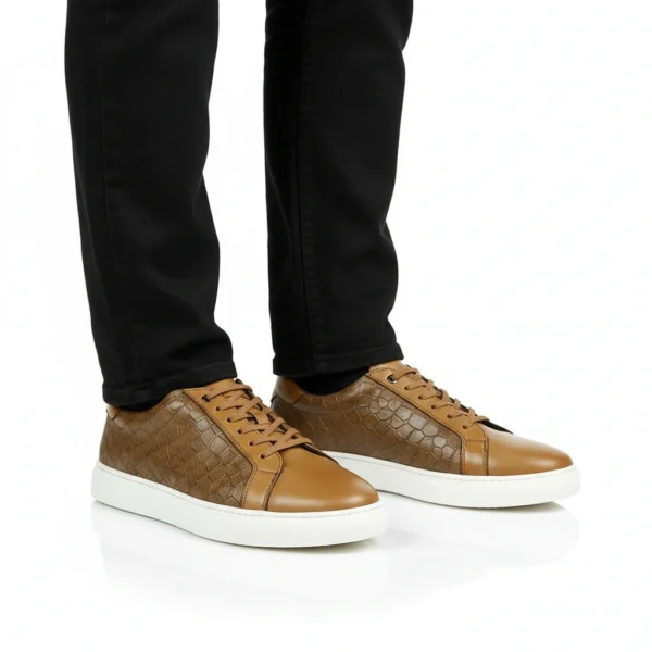 Espadrille Basket Cuir Tabac