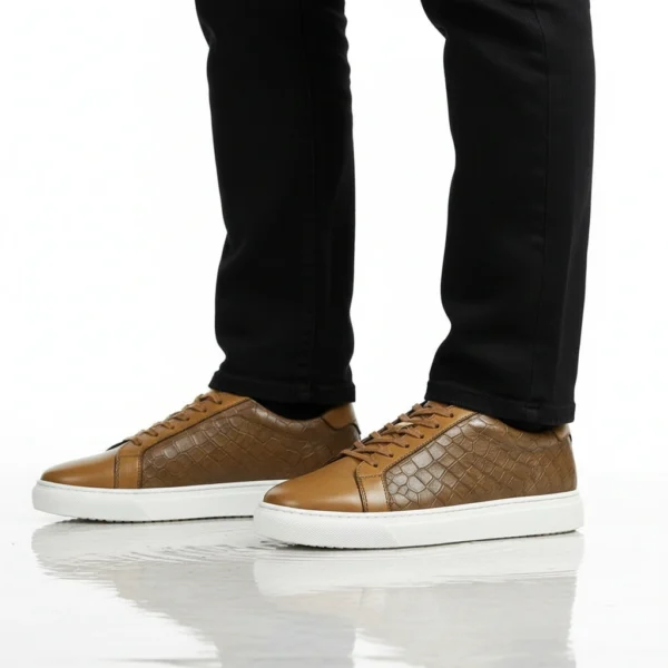 Espadrille Basket Cuir Tabac