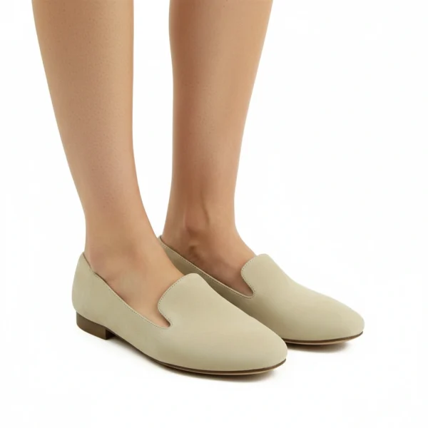 Ballerine Femme en Daim Beige