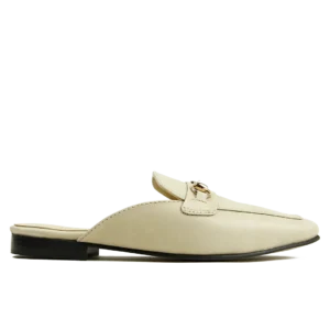 Réf880CuirBeige Mule Femme en Cuir Beige