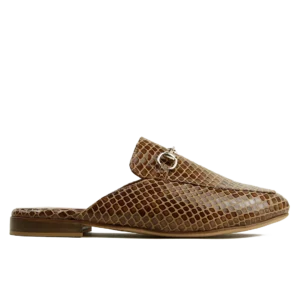 Mule Femme Texturée en Cuir Marron