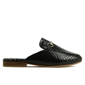 Mule Femme Texturée en Cuir Noir
