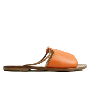 Sandale T-Bar Femme en Cuir Orange