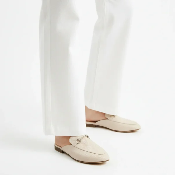 Mule Femme Texturée en Cuir Rose Bebe