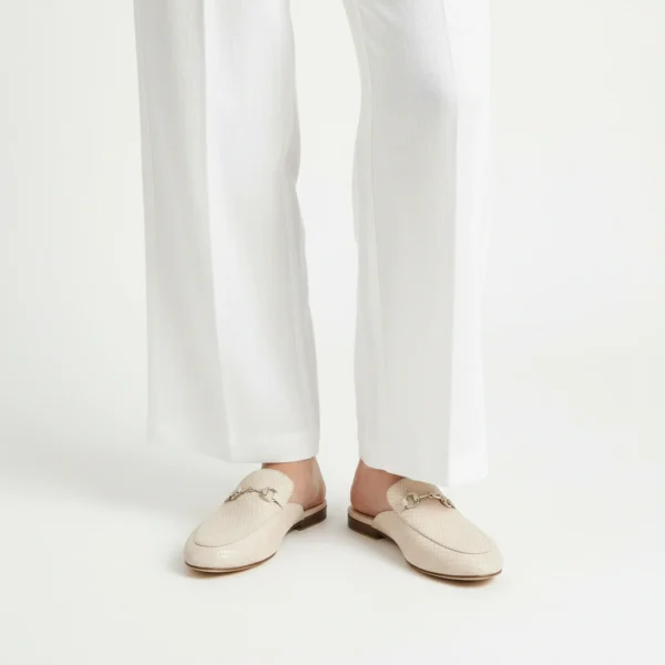 Mule Femme Texturée en Cuir Rose Bebe