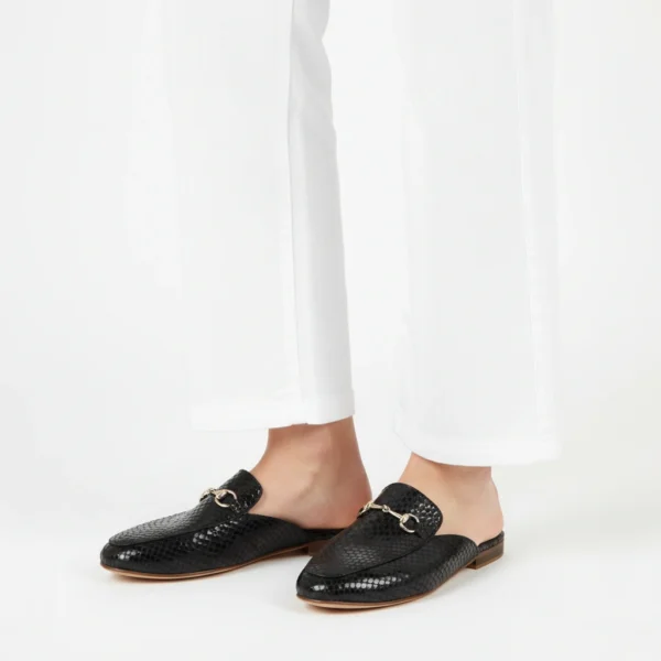 Mule Femme Texturée en Cuir Noir