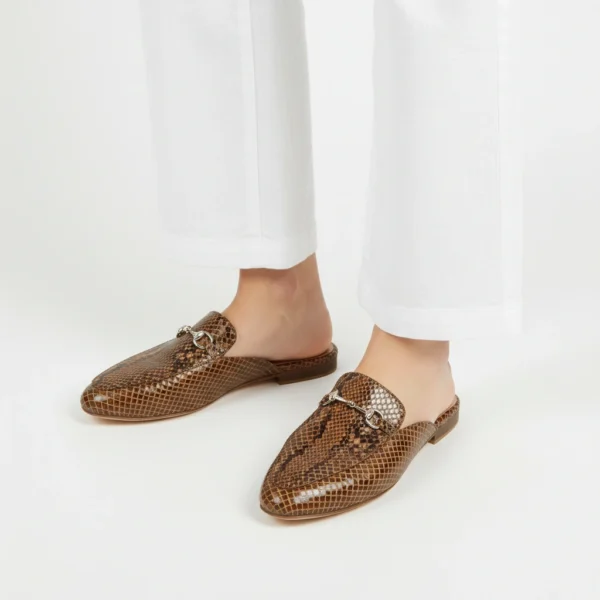 Mule Femme Texturée en Cuir Marron