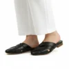 Mule Croisée Femme en Cuir Noir