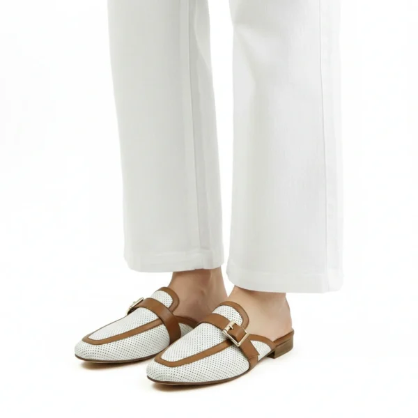 Mule Slingback Femme en Cuir Marron