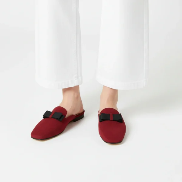 Mule Femme en Daim Rouge