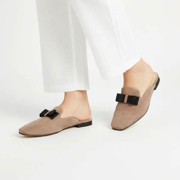 Mule Femme en Daim Taupe Pink