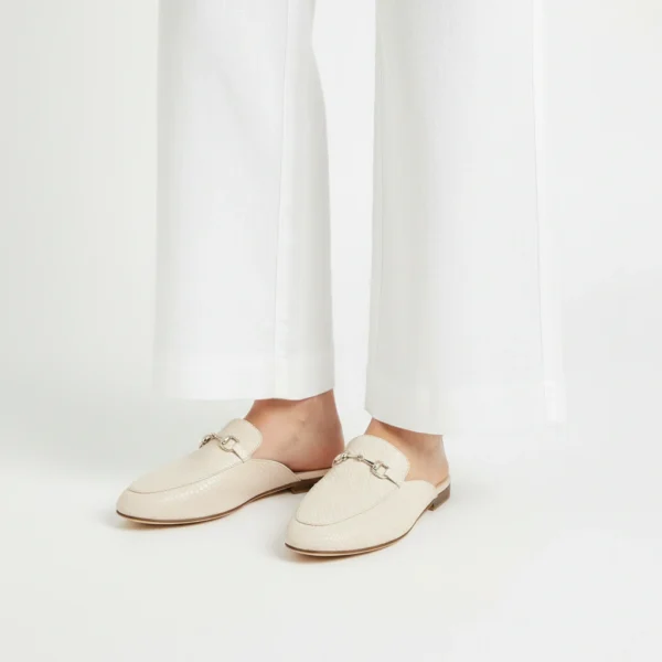 Mule Femme Texturée en Cuir Rose Bebe