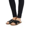 Sandale Croisée Femme en Cuir Noir