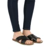 Sandale Croisée Femme en Cuir Noir