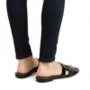 Sandale Plate Femme en Cuir Noir