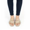 Sandale Plate Femme en Cuir Beige