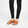 Sandale T-Bar Femme en Cuir Orange
