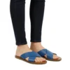 Sandale Croisée Femme en Cuir Bleu